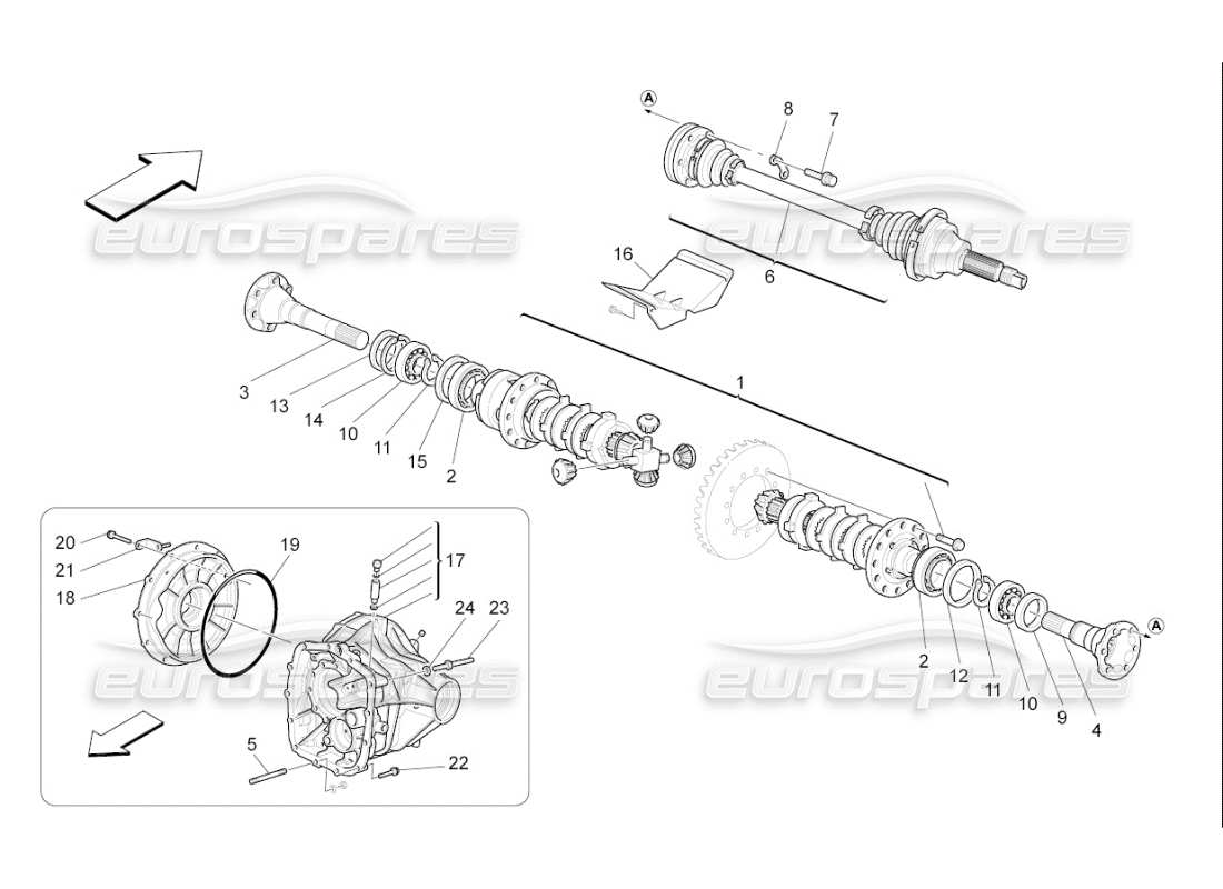 maserati qtp. (2007) 4.2 f1 differential- und hinterachswellen ersatzteildiagramm