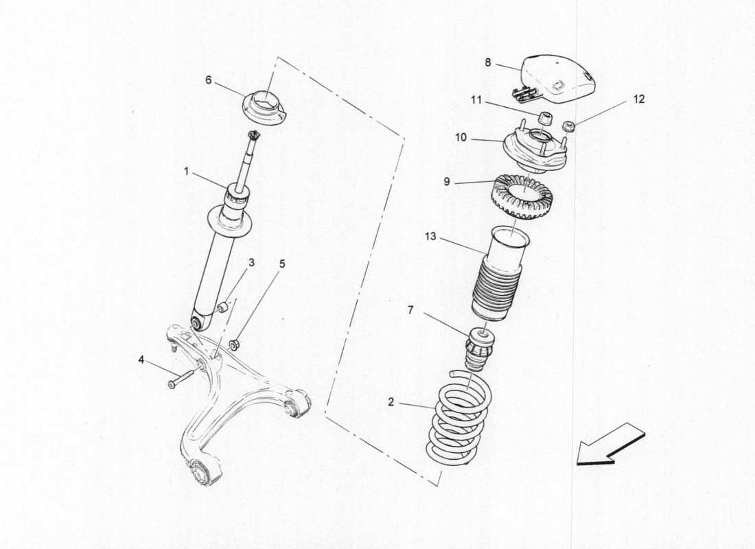 maserati qtp. v6 3.0 bt 410bhp 2015 vordere stoßdämpfer teilediagramm