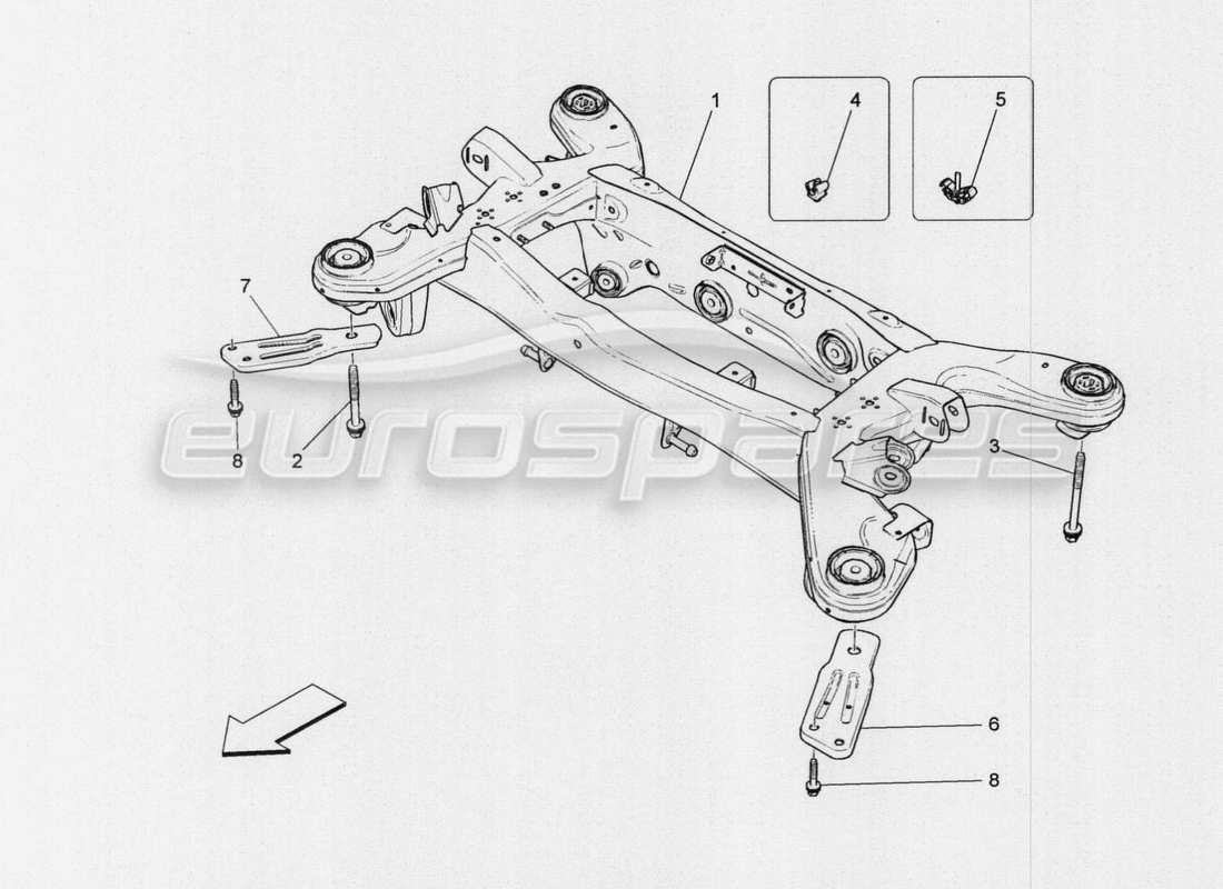 maserati qtp. v8 3.8 530bhp auto 2015 hinteres fahrgestell teilediagramm