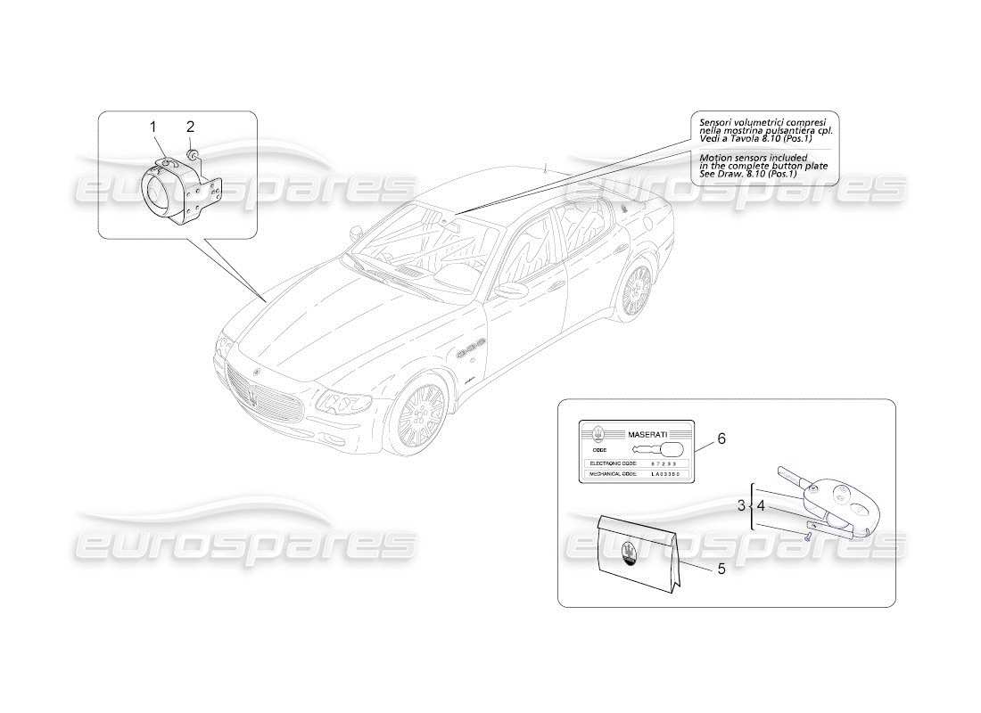 maserati qtp. (2011) 4.2 auto alarm- und wegfahrsperresystem teilediagramm