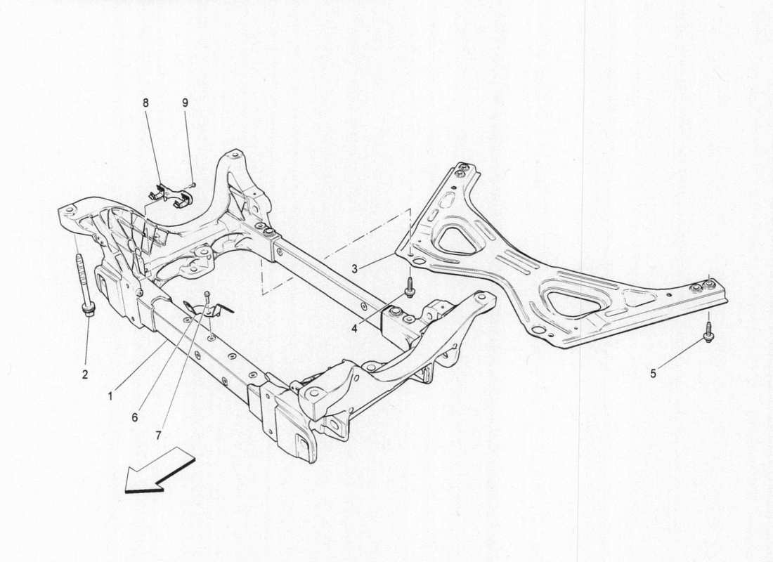 maserati qtp. v6 3.0 bt 410bhp 2015 vorderer unterrahmen teilediagramm