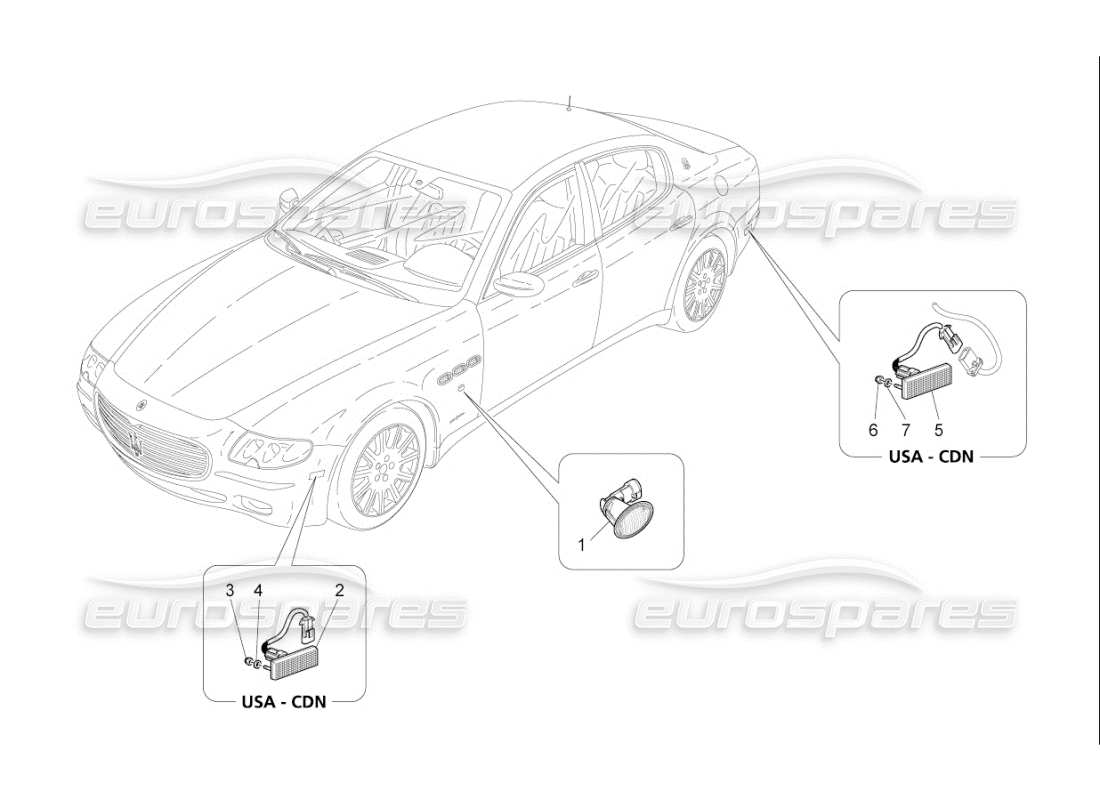 maserati qtp. (2010) 4.7 auto seitenlichtcluster teilediagramm