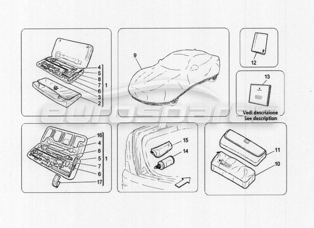 maserati granturismo special edition mitgeliefertes zubehör teilediagramm