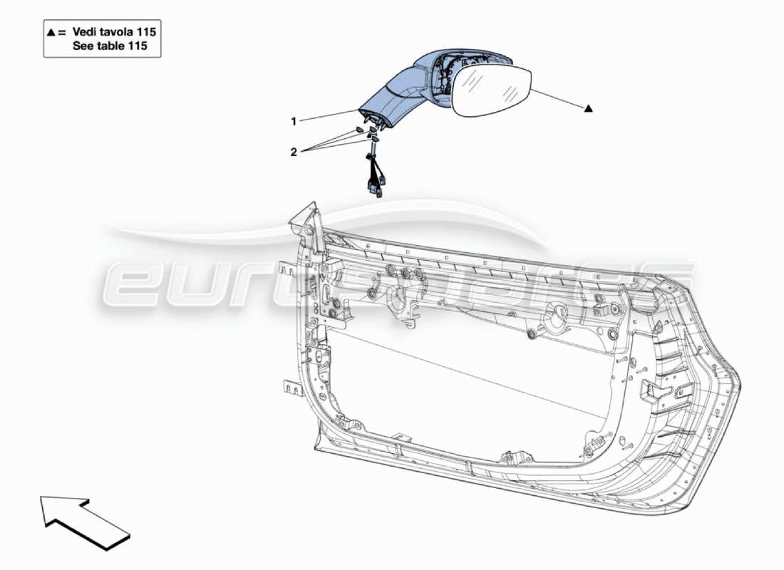 ferrari 488 challenge außenspiegel teilediagramm