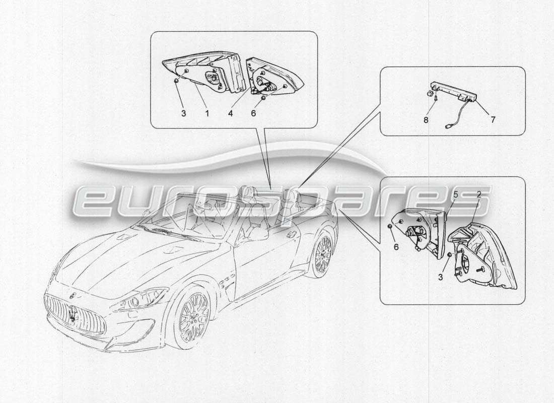 maserati grancabrio mc centenario teilediagramm für rückleuchtengruppen