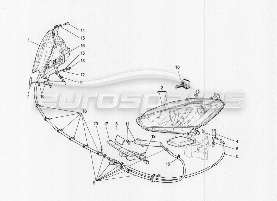 maserati granturismo special edition scheinwerfergruppe ersatzteildiagramm