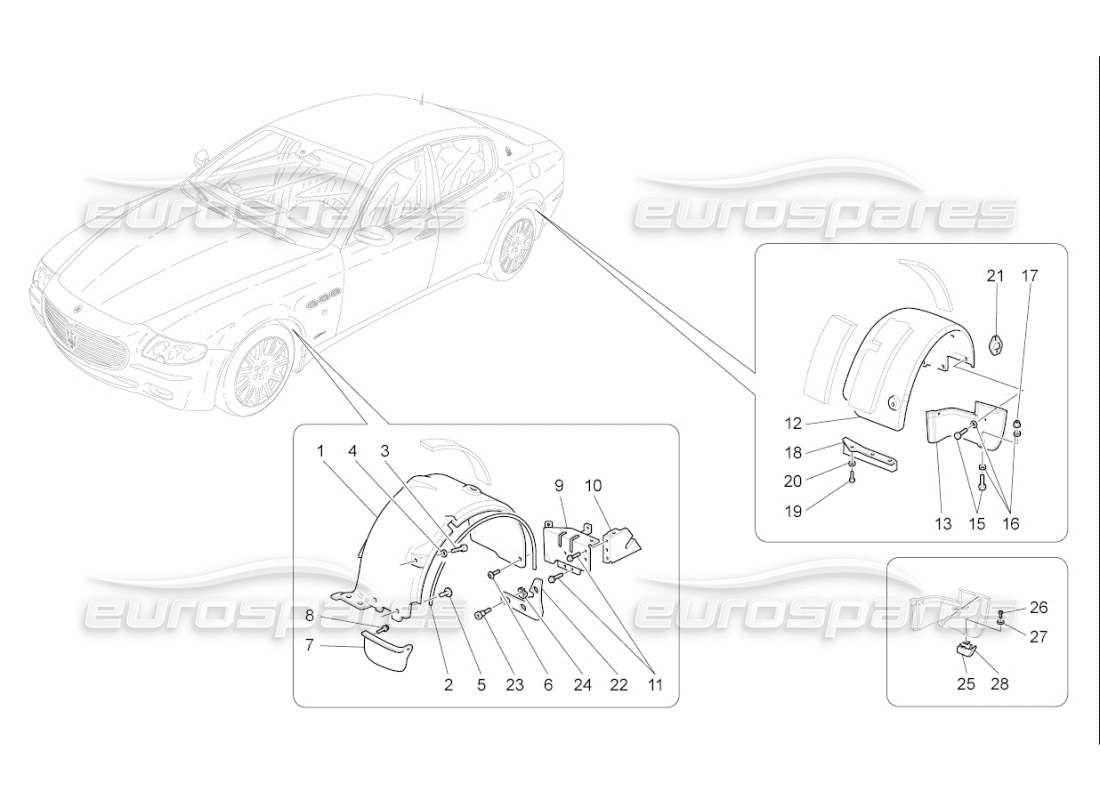 maserati qtp. (2010) 4.7 auto radhaus und deckel ersatzteildiagramm