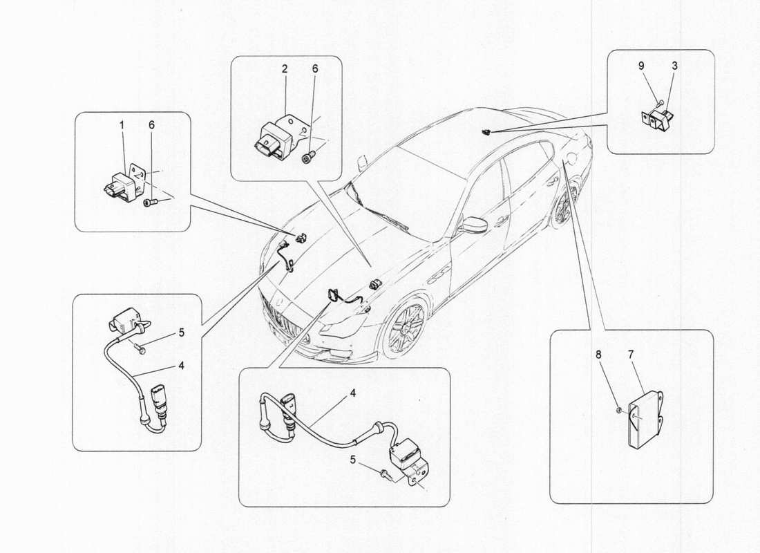 maserati qtp. v6 3.0 tds 275bhp 2017 einspritzung und elektronische motorsteuerung: teilediagramm der aufhängung