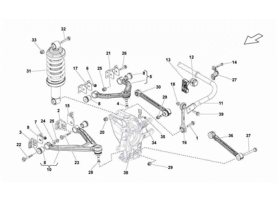 lamborghini gallardo sts ii sc teilediagramm für die hinteren arme