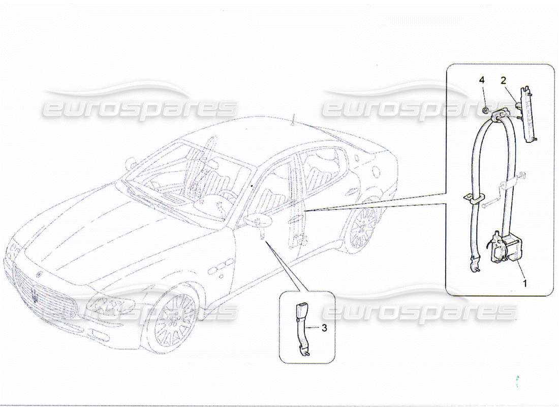 maserati qtp. (2010) 4.2 vordere sicherheitsgurte teilediagramm