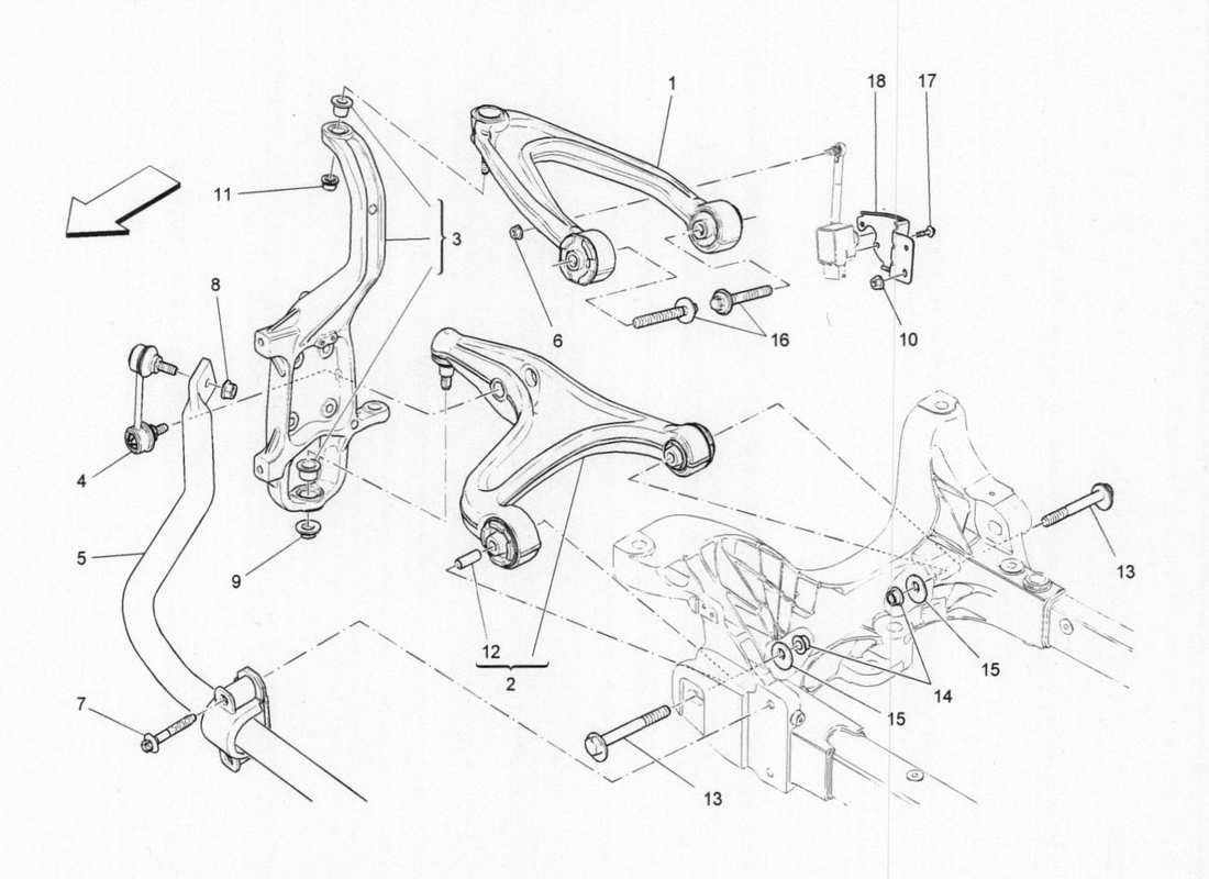 maserati qtp. v6 3.0 bt 410bhp 2015 vorderradaufhängung teilediagramm