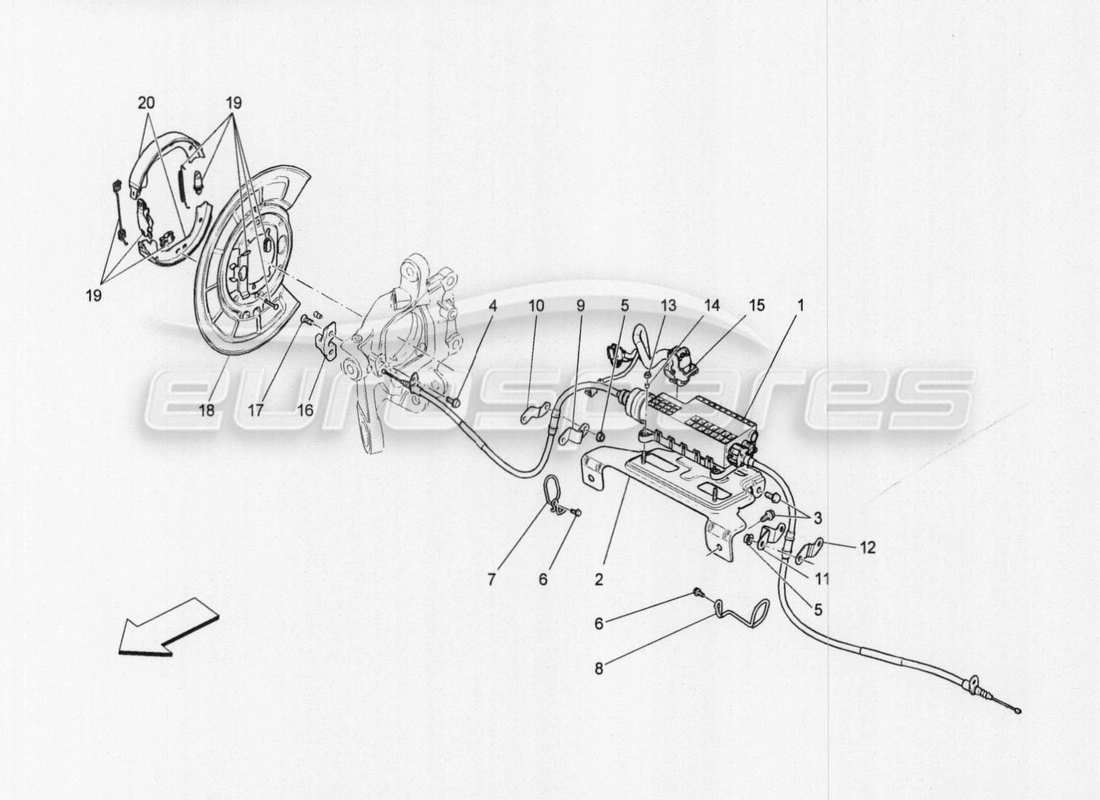 maserati qtp. v8 3.8 530bhp auto 2015 parkbremse ersatzteildiagramm