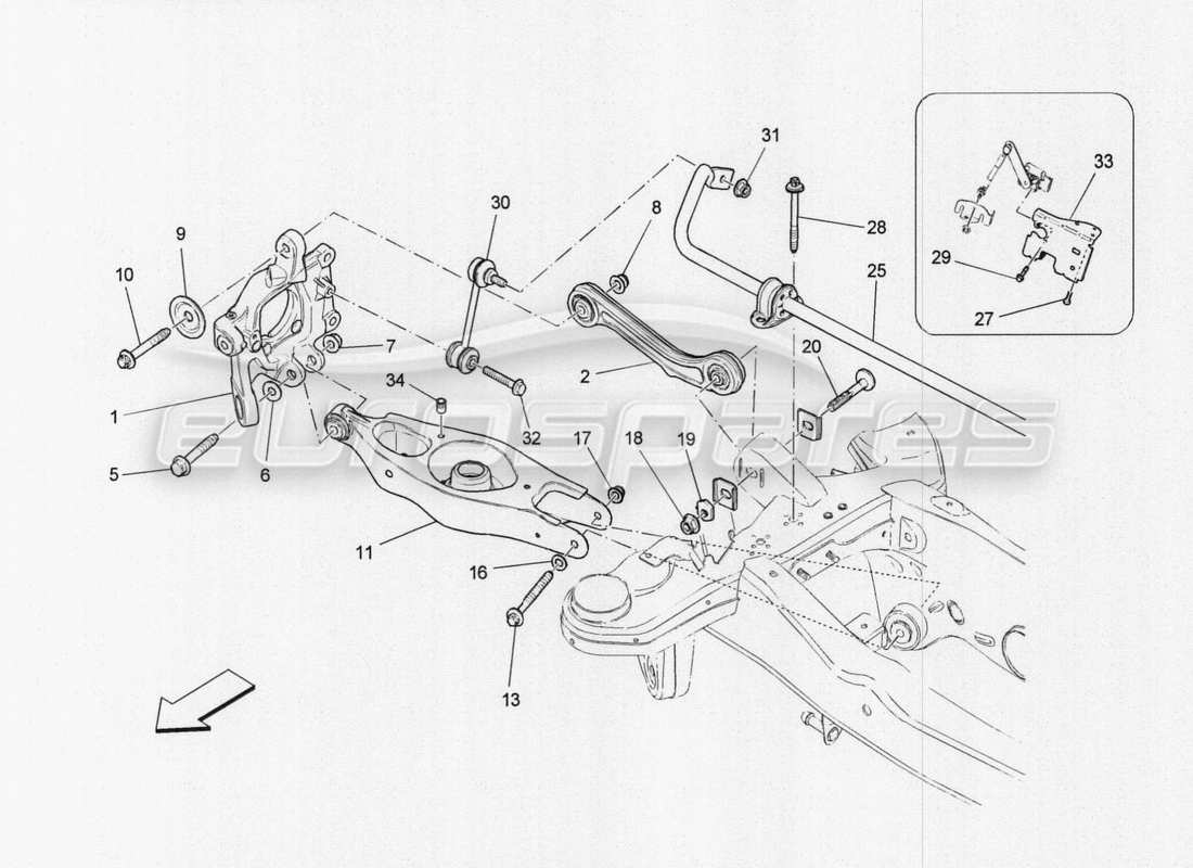 maserati qtp. v8 3.8 530bhp auto 2015 hinterradaufhängung teilediagramm