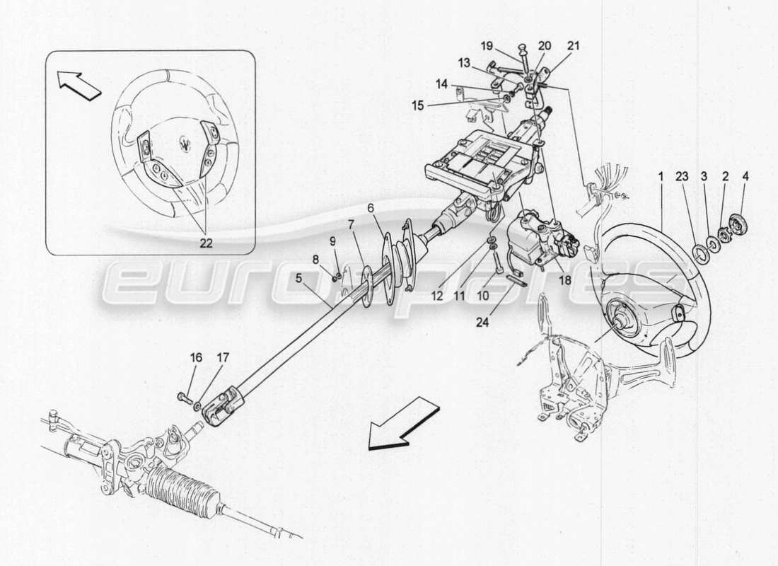 maserati granturismo special edition lenksäule und lenkradeinheit teilediagramm