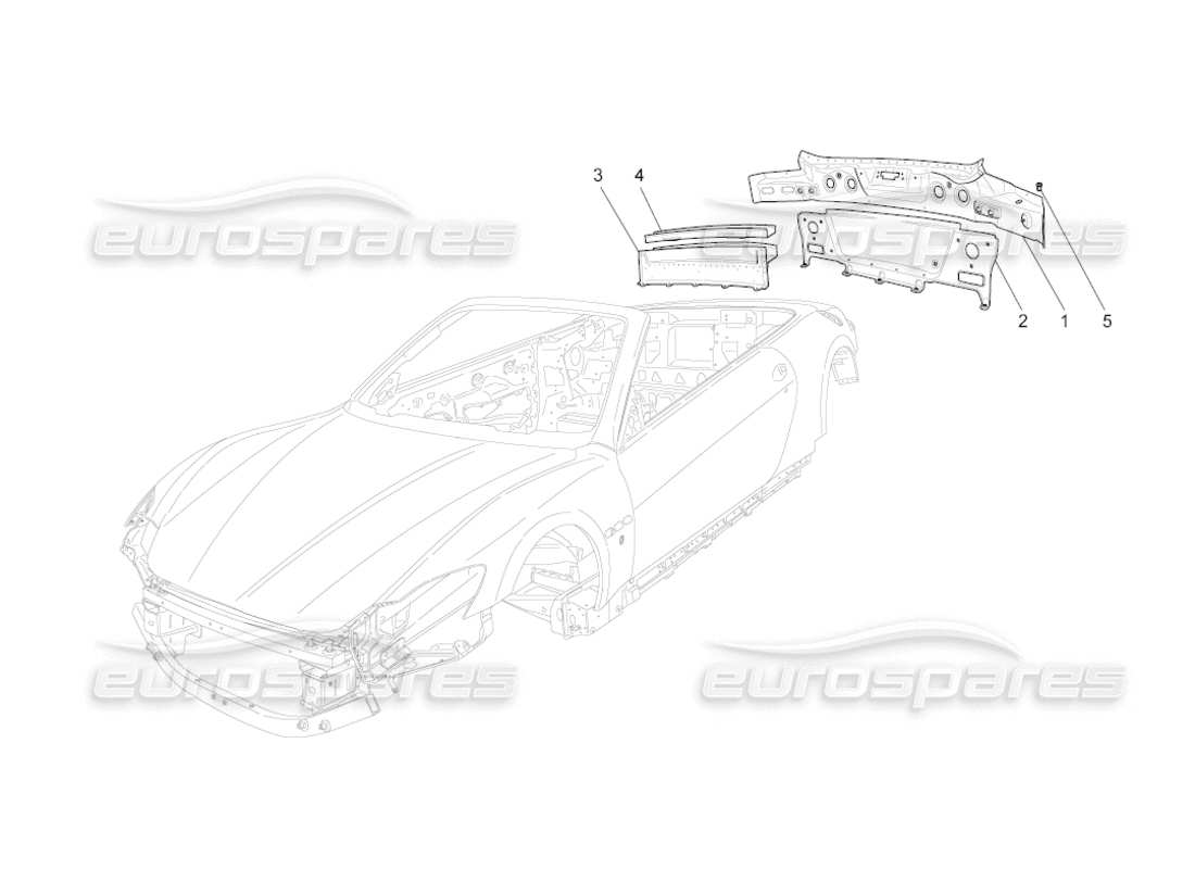 maserati grancabrio (2011) 4.7 karosserie und hintere aussenverkleidung teilediagramm