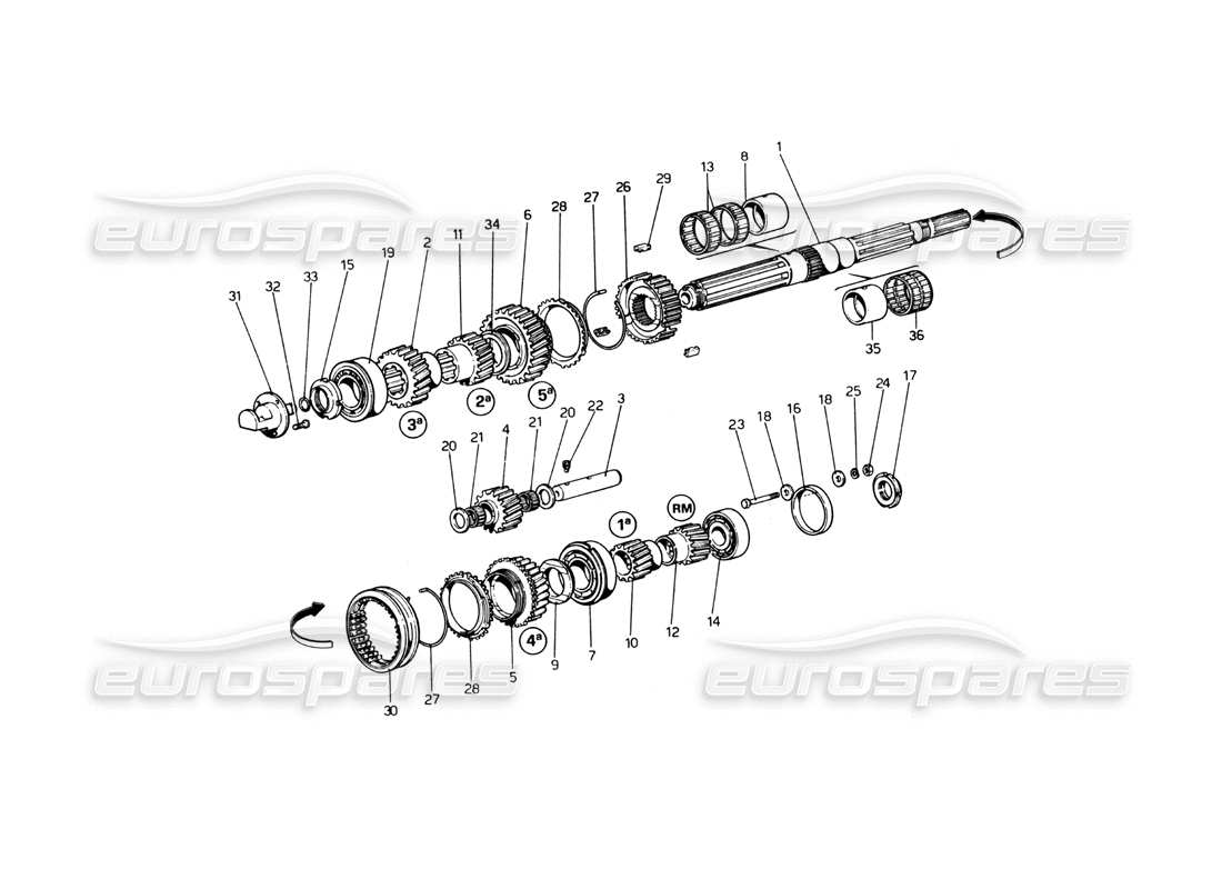 ferrari 365 gt4 berlinetta boxer hauptwellenräder (ab wagen nr. 17543) teilediagramm