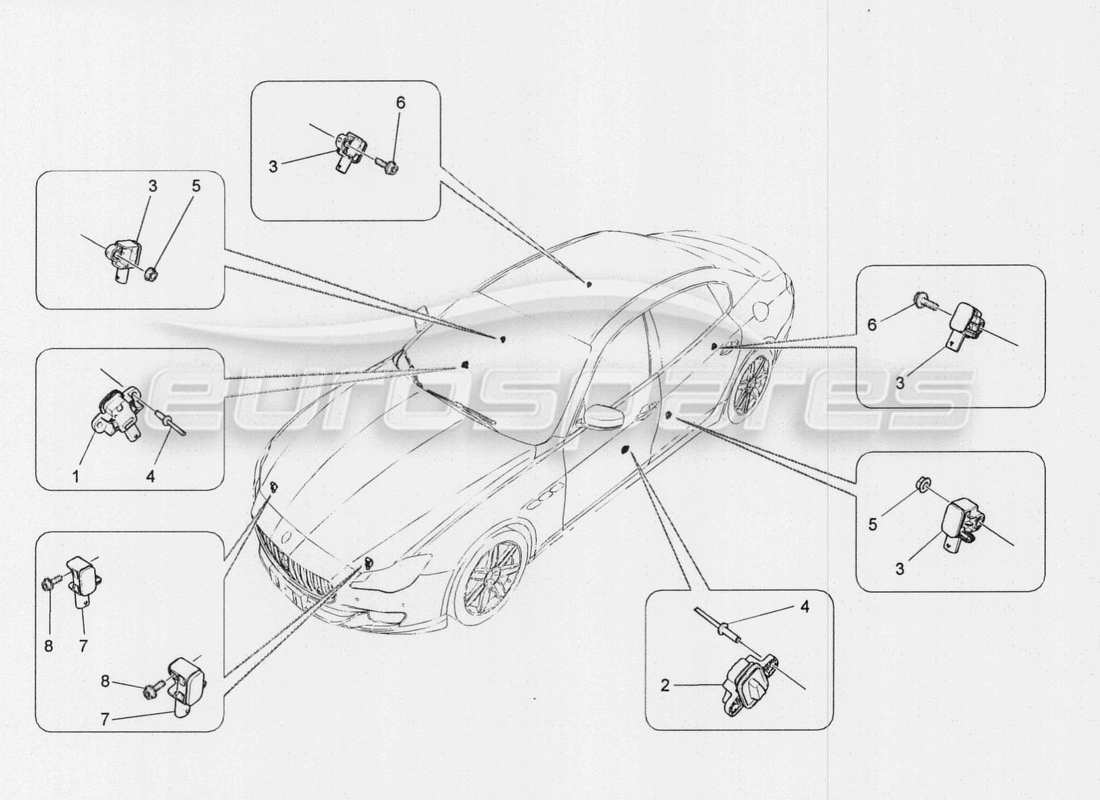 maserati qtp. v8 3.8 530bhp auto 2015 crashsensoren - ersatzteildiagramm