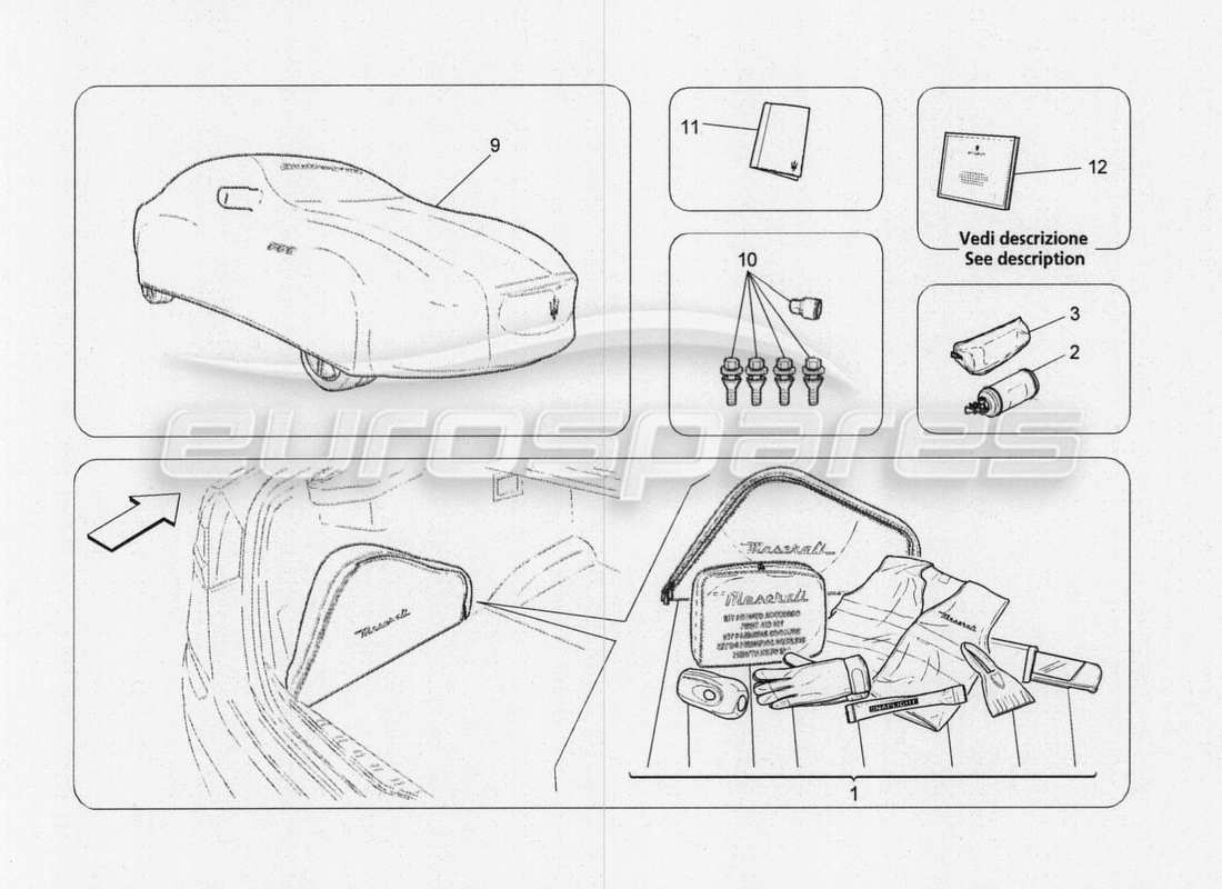 maserati qtp. v8 3.8 530bhp 2014 auto mitgeliefertes zubehör teilediagramm