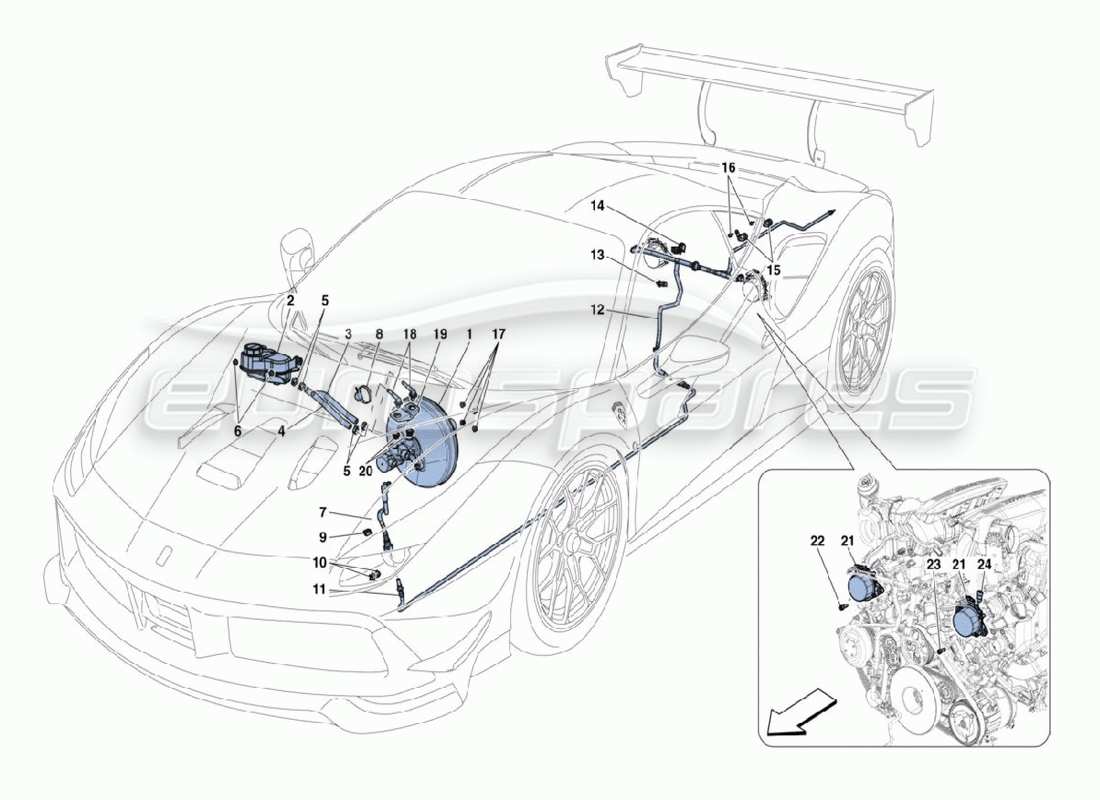 ferrari 488 challenge bremsservo teilediagramm