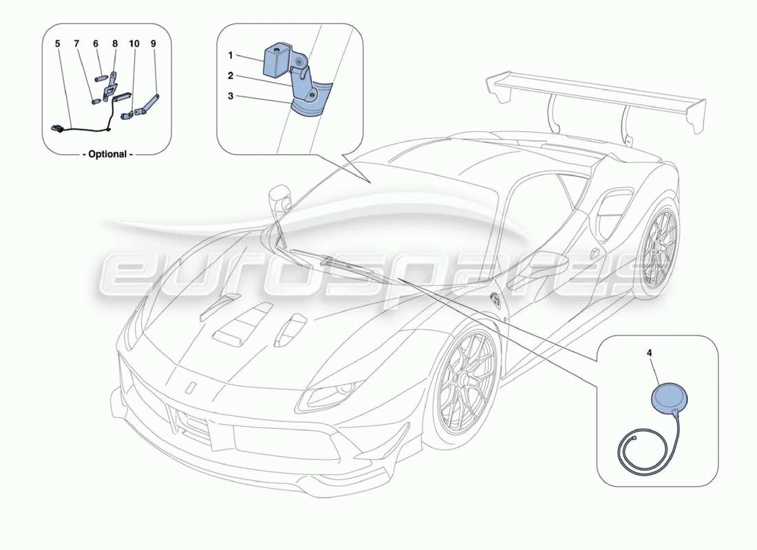 ferrari 488 challenge aerial-teilediagramm