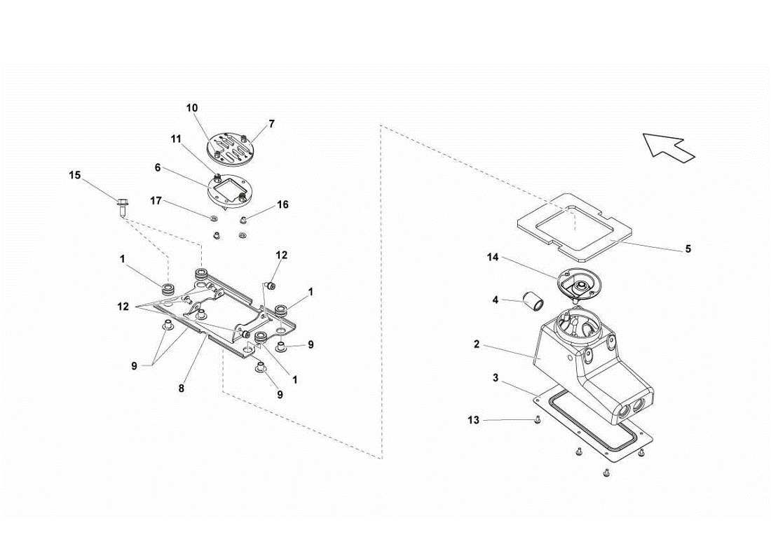lamborghini gallardo lp570-4s perform teilediagramm des getriebe-steuerturms
