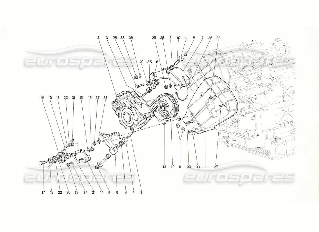 ferrari 308 gt4 dino (1976) teilediagramm für klimakompressor und steuerungen