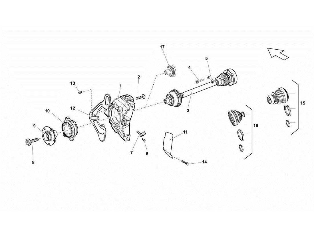lamborghini gallardo lp560-4s update teilediagramm der vorderen antriebswelle
