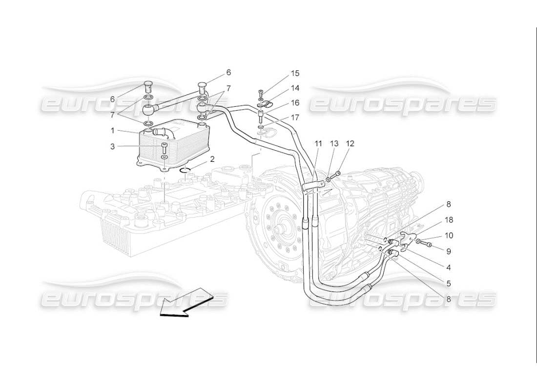 maserati qtp. (2009) 4.7 auto schmierung und getriebeölkühlung teilediagramm