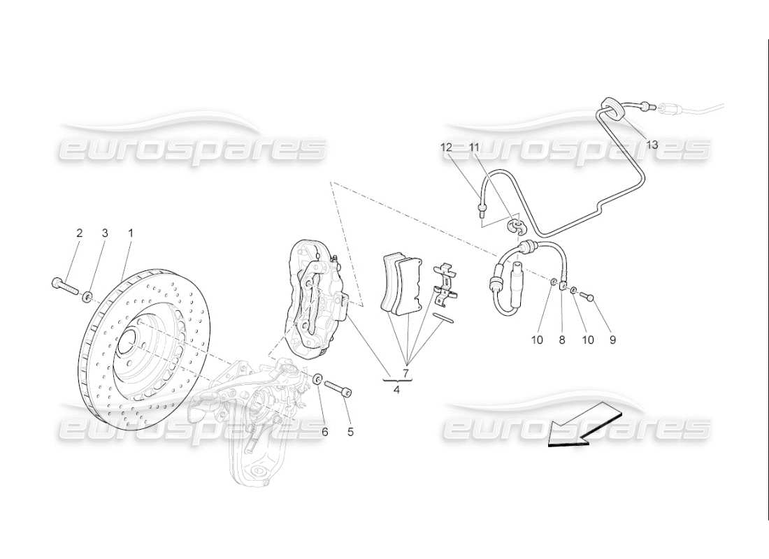 maserati qtp. (2009) 4.7 auto bremsvorrichtungen an vorderrädern teilediagramm