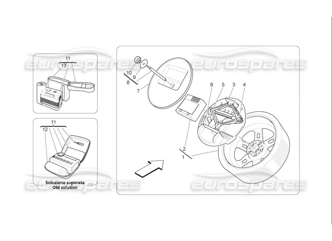 maserati qtp. (2007) 4.2 f1 mitgeliefertes zubehör teilediagramm