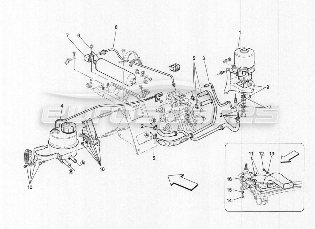 maserati granturismo special edition hydraulik zur getriebeaktivierung: tank- und pumpenteildiagramm