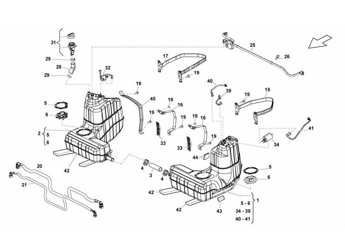 lamborghini gallardo sts ii sc teilediagramm für tanks und implantate