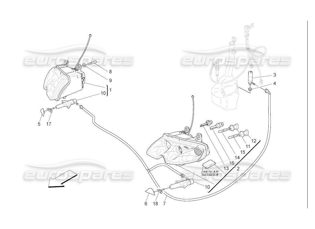 maserati qtp. (2007) 4.2 auto scheinwerfer-cluster teilediagramm