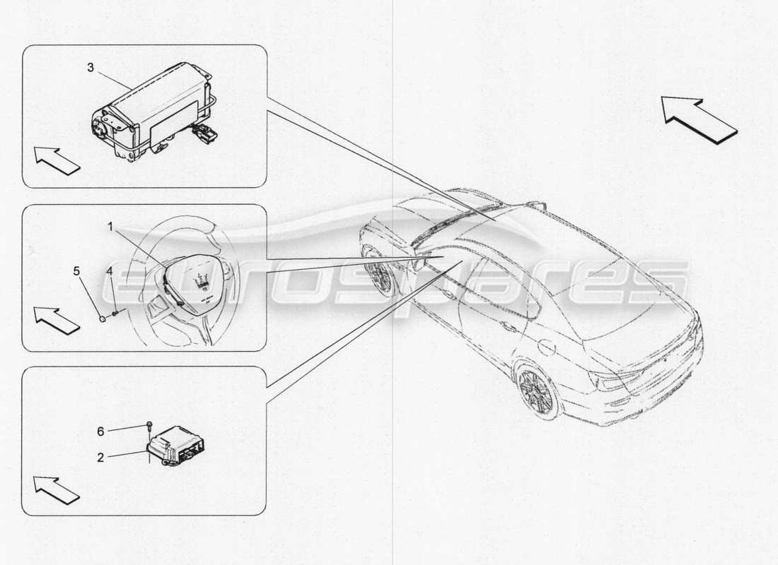 maserati qtp. v8 3.8 530bhp 2014 auto front-airbag-system teilediagramm