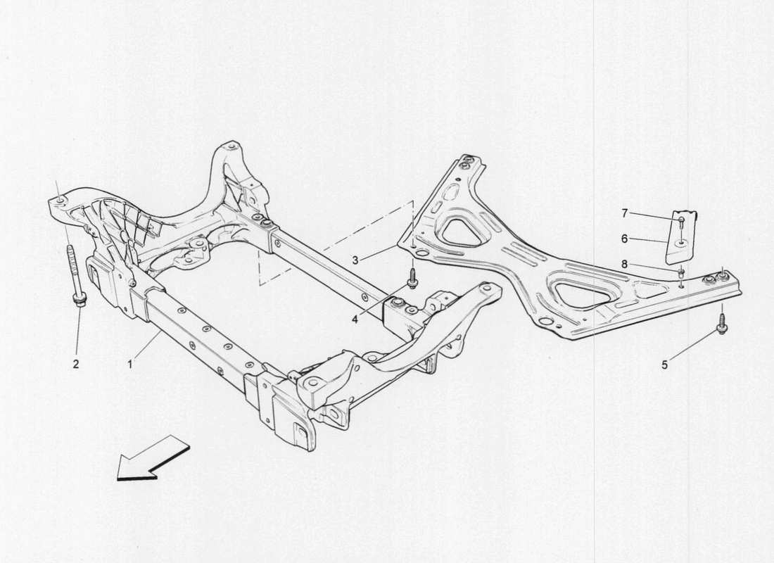 maserati qtp. v6 3.0 tds 275bhp 2017 teilediagramm des vorderen hilfsrahmens