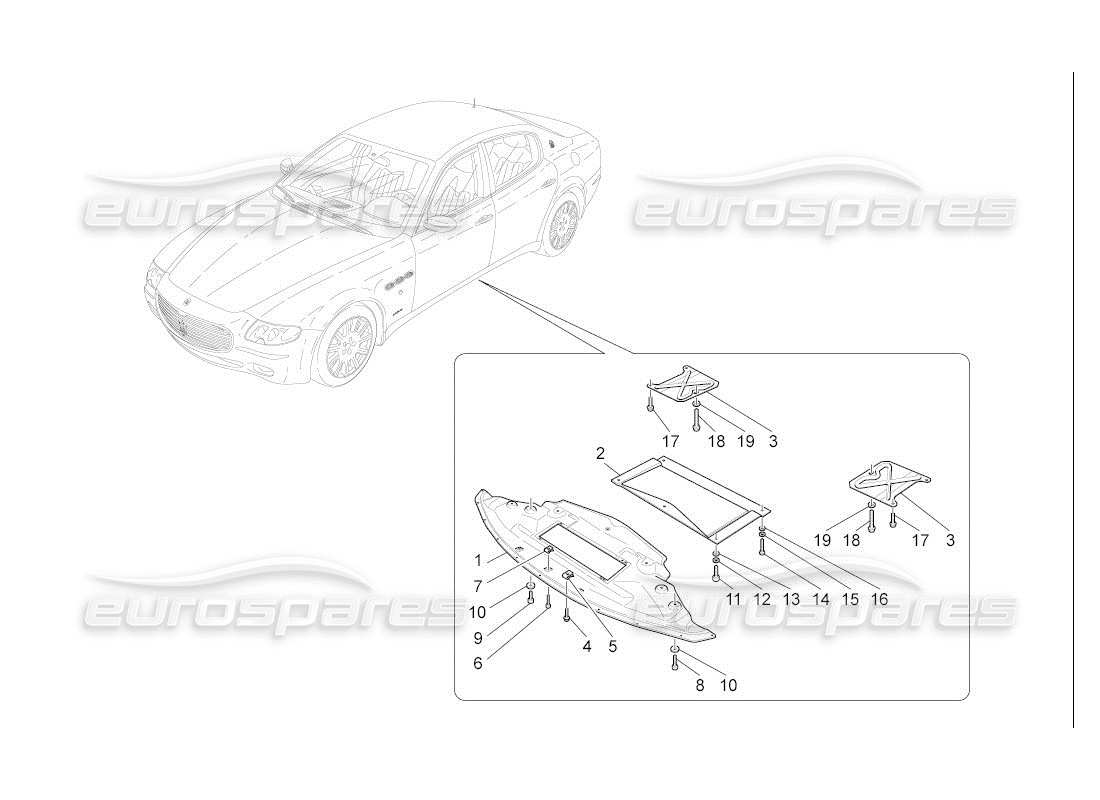 maserati qtp. (2007) 4.2 auto unterboden- und unterflurschutz teilediagramm
