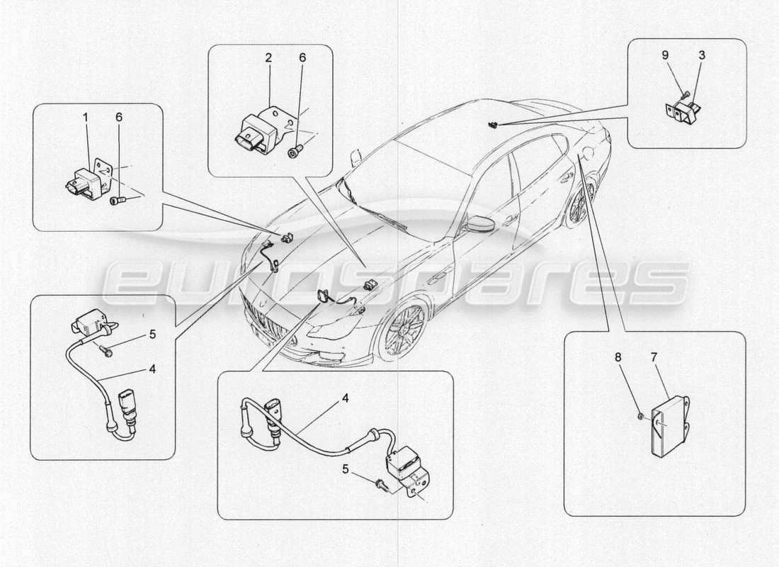 maserati qtp. v8 3.8 530bhp 2014 auto elektronische steuerung (aufhängung) teilediagramm