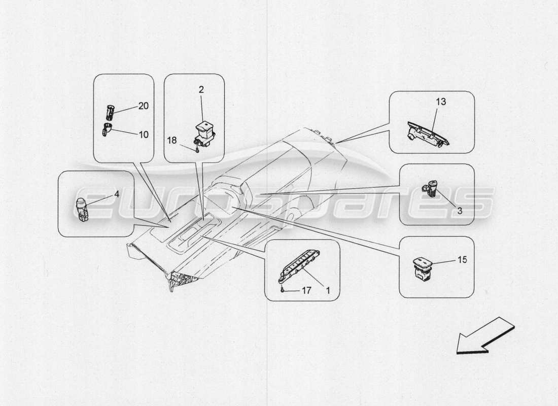 maserati qtp. v8 3.8 530bhp 2014 auto mittelkonsolengeräte ersatzteildiagramm