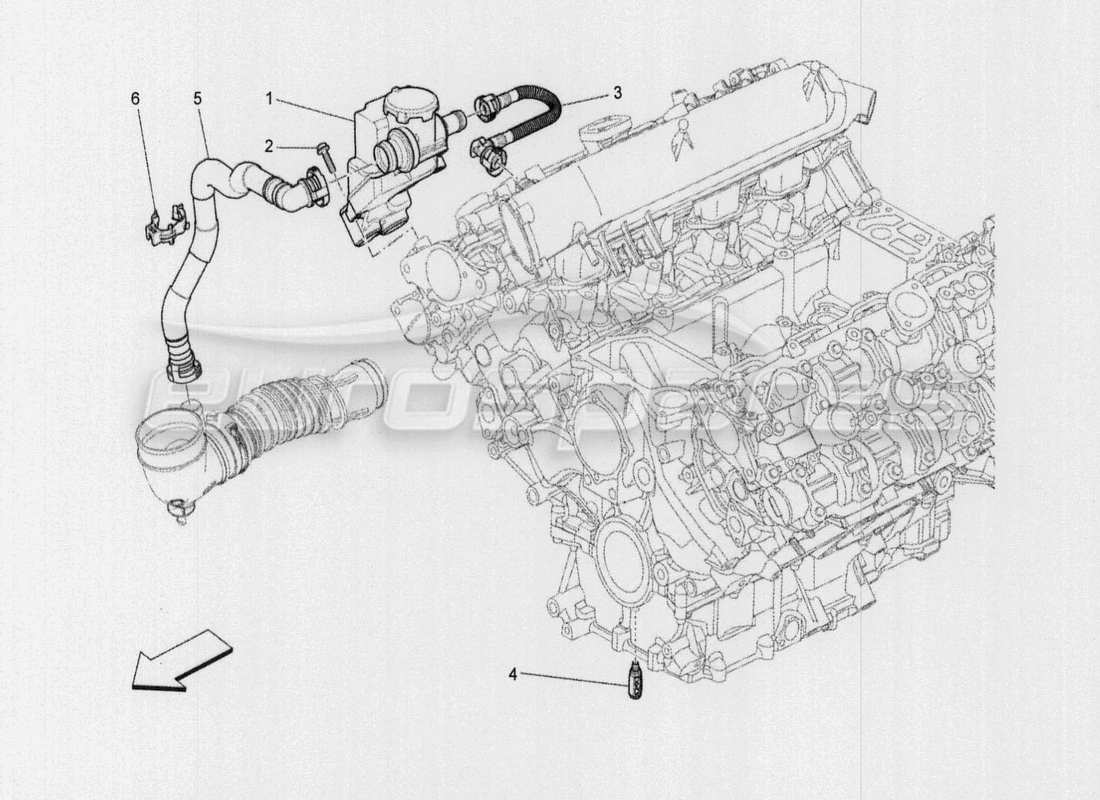 maserati qtp. v8 3.8 530bhp auto 2015 öldampf-rückführungssystem - teilediagramm