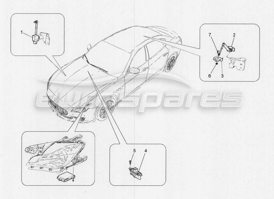 maserati qtp. v8 3.8 530bhp 2014 auto beleuchtungssystemsteuerung teilediagramm