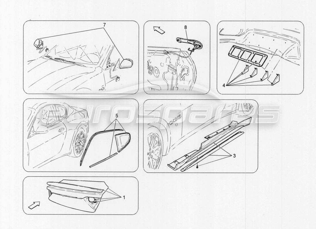maserati granturismo special edition teilediagramm für zierleisten und abdeckplatten