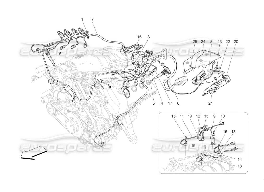 maserati qtp. (2009) 4.7 auto elektronische steuerung: einspritz- und motorsteuerungssteuerung teilediagramm