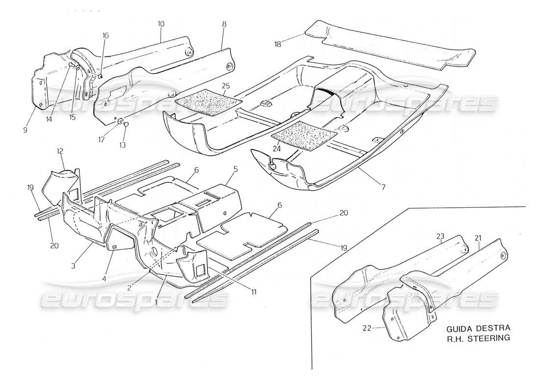 maserati 228 teppiche und filze teilediagramm