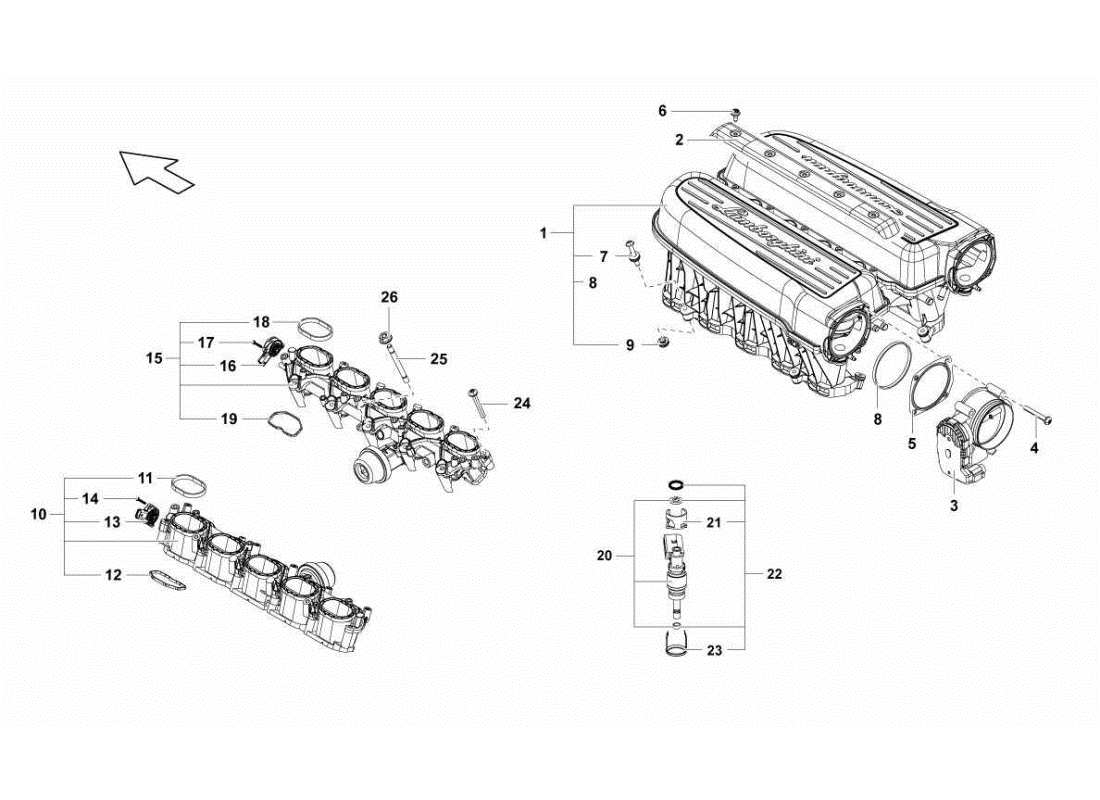 lamborghini gallardo sts ii sc ansaugkrümmer - teilediagramm