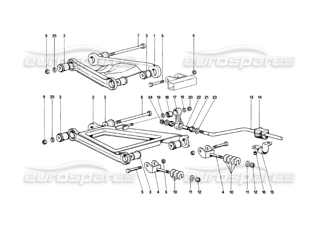 ferrari mondial 8 (1981) hinterradaufhängung - dreieckslenker-teilediagramm