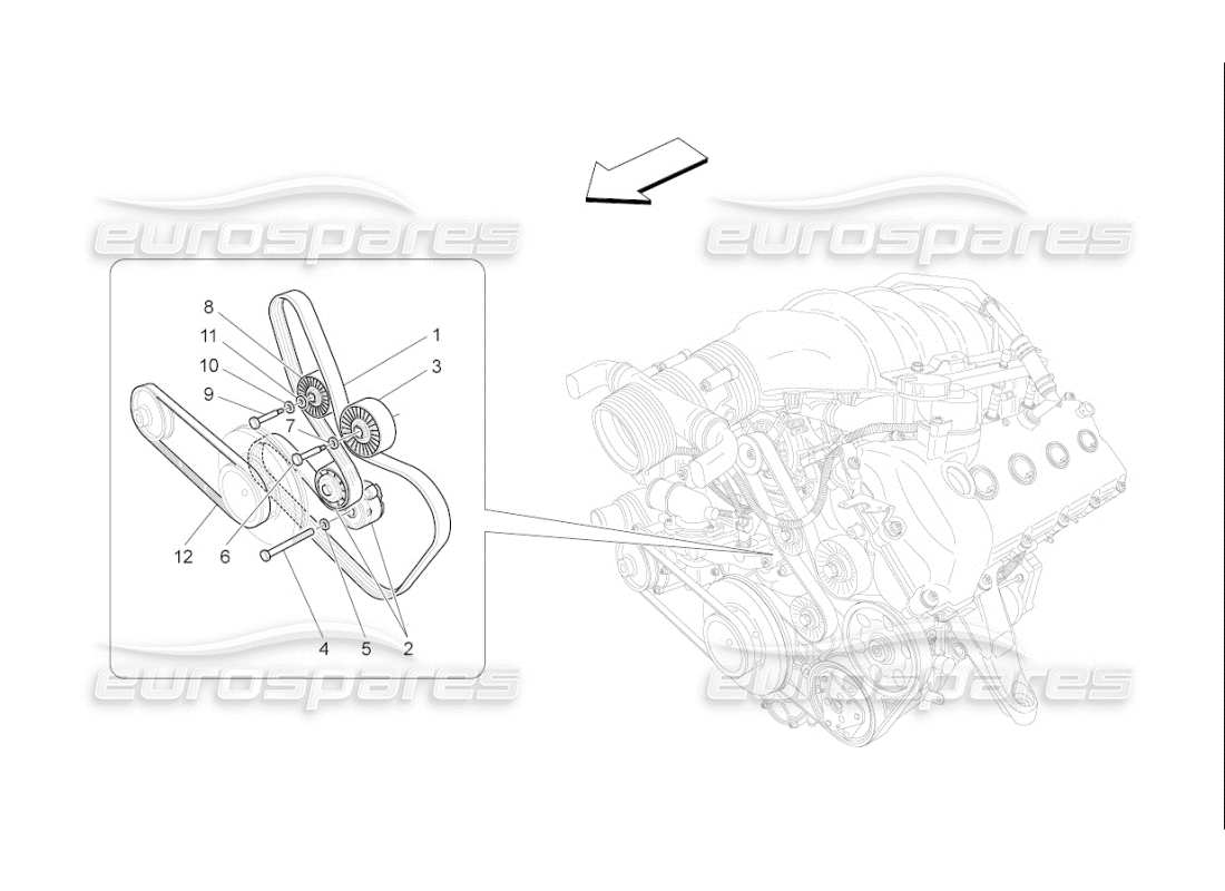 maserati qtp. (2009) 4.7 auto zusatzgeräteriemen ersatzteildiagramm