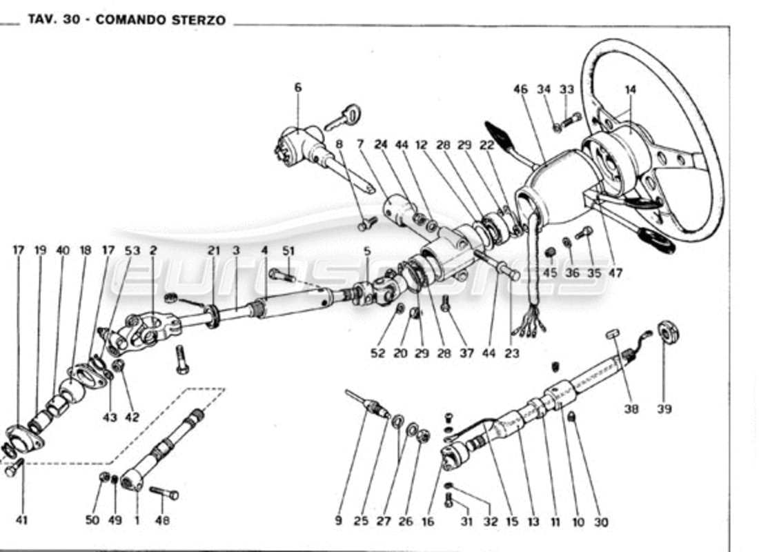 ferrari 246 gt series 1 lenksteuerung teilediagramm