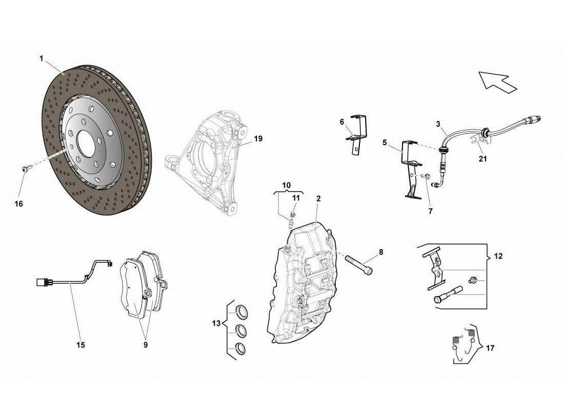 lamborghini gallardo lp560-4s update vordere bremsscheiben ccb-teilediagramm