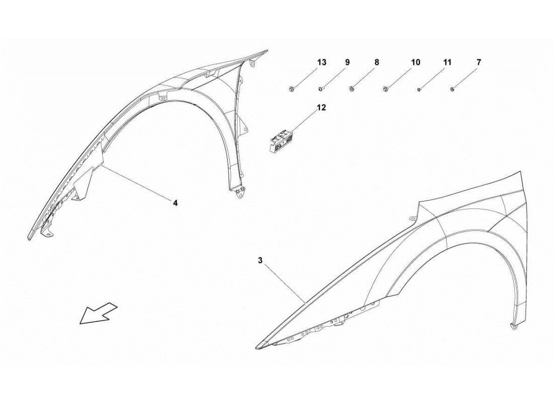 lamborghini gallardo sts ii sc teilediagramm des vorderen kotflügels