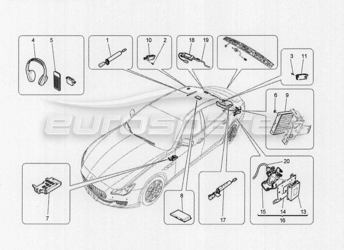 maserati qtp. v8 3.8 530bhp auto 2015 teilediagramm für das schalldiffusionssystem